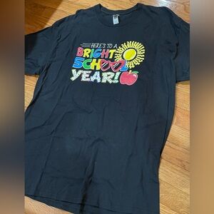 Gildan Black Heavy Cotton T-Shirt XL HERE’S TO A BRIGHT SCHOOL YEAR teacher